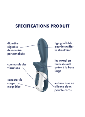 Vibromasseur gonflable anal gris USB Air Pump Booty 2 Satisfyer - CC597846